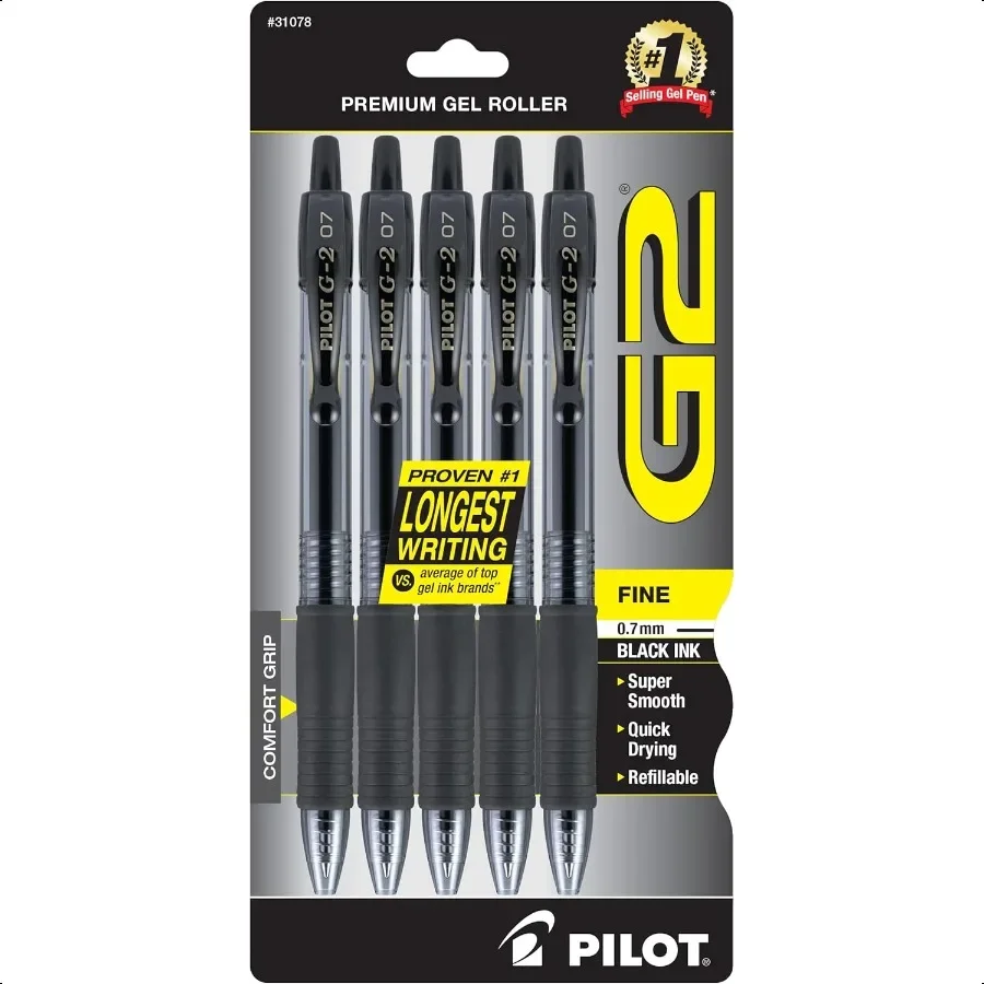 

Гелевые ручки G2 Premium 0,7, гладкие ручки с тонкими точками, черные, упаковка из 5 шт.