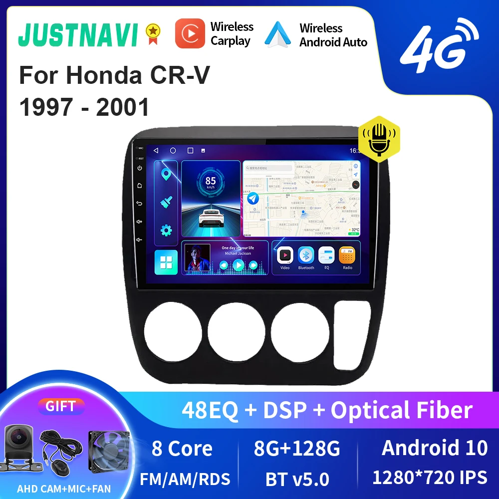 

JUSTNAVI QT10 Wireless CarPlay Android Auto Radio For Honda CR-V 1997 - 2001 Stereo Headunit Car Multimedia Video Player GPS DVD