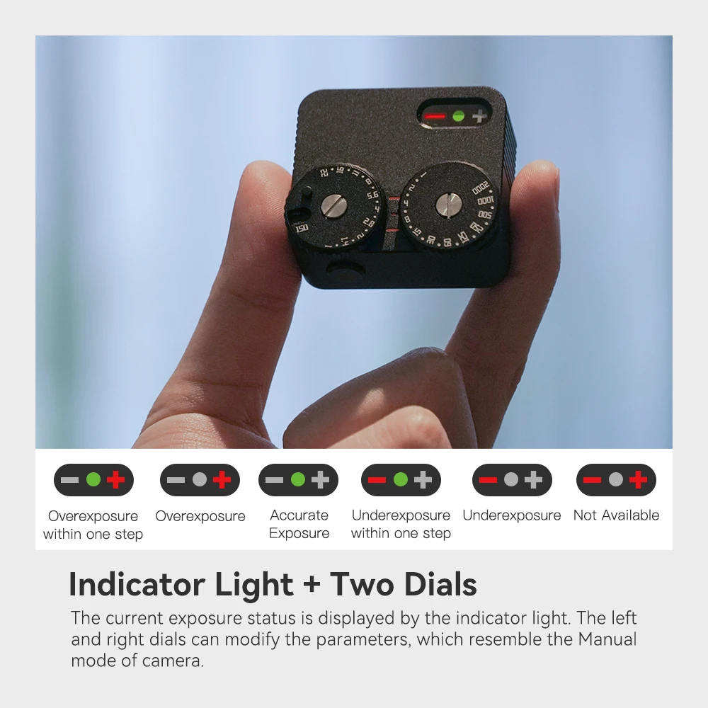 TTArtisan Camera Light Meter II Two Dials Cold Shoe Hot Fixing 12 Gears Shutter Speed ISO Photography for Camera DSLR