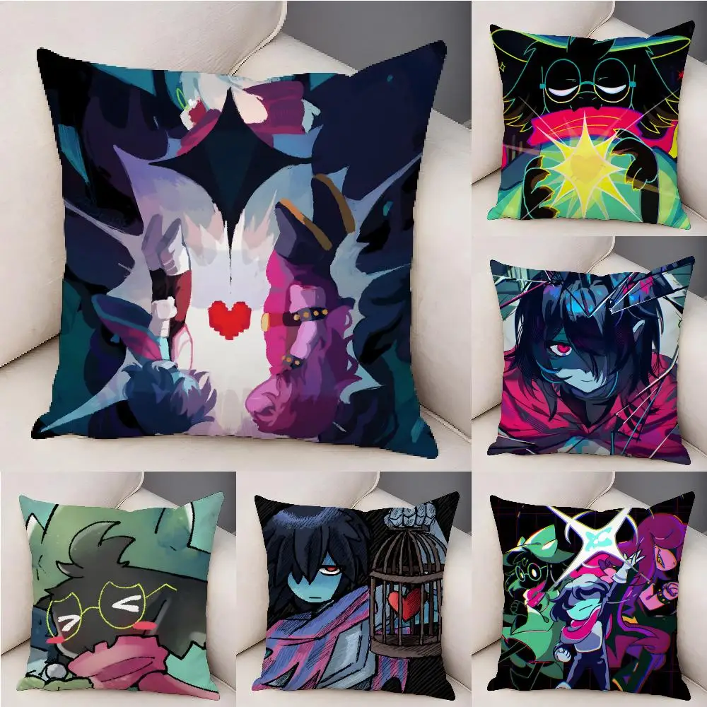 Cushion Cover Organic Linen Square Pillow Case Durable Non-Allergenic And Kind To Skin Video Game D-Deltarune