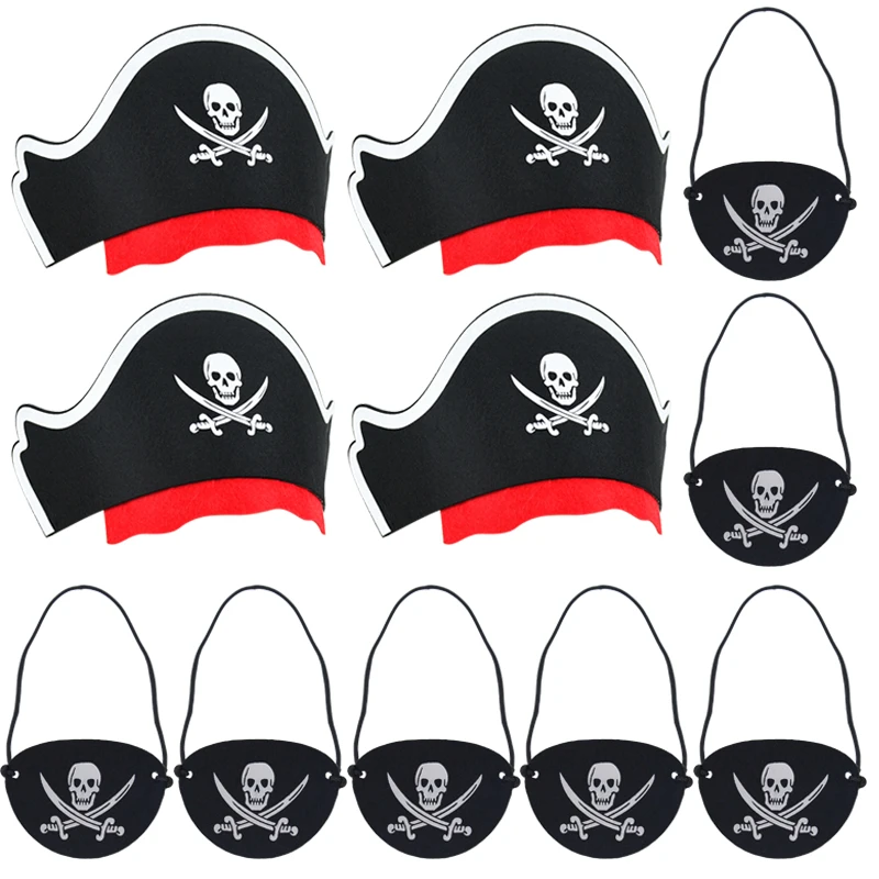 1/3/6pcs Halloween Pirate Hat Print Skull Children/Adult Captain Cosplay Costume Props Cap Masquerade Pirate Themed Party Decor