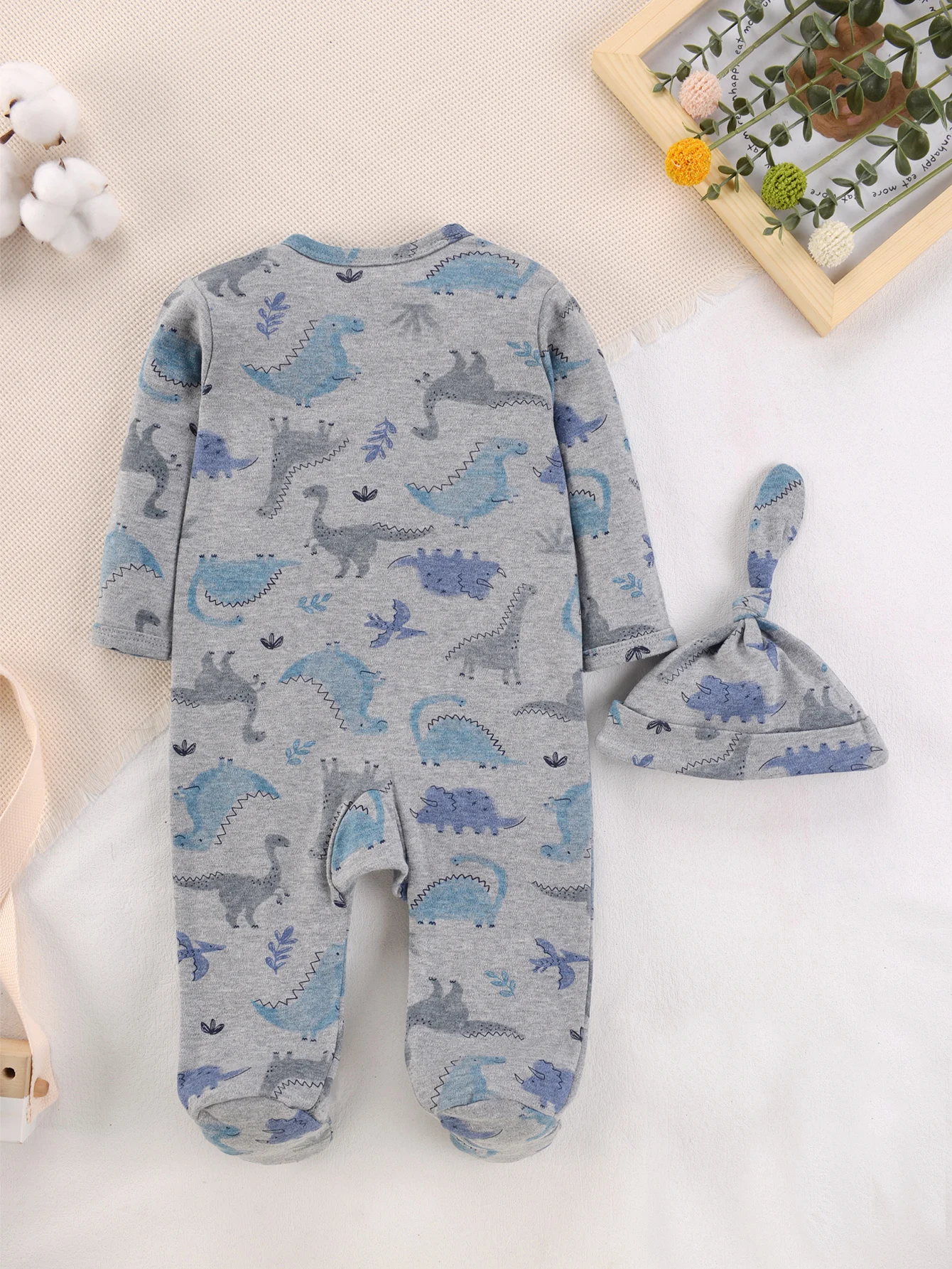 Grey Baby Footed Romper with B - Cotton Baby Onesies Zipper ulasan dan harga