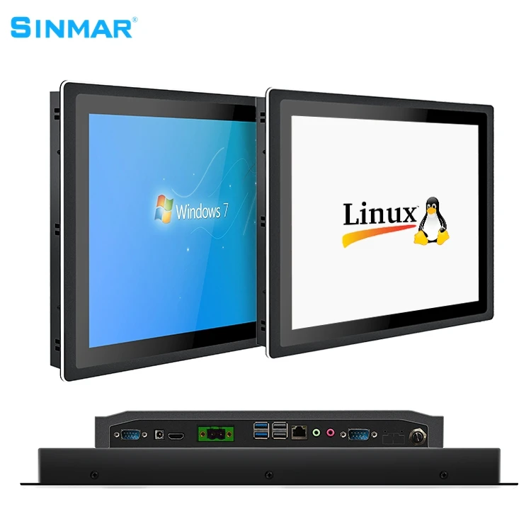 10 15 17 19 Inci Kustom Industri I3 I5 I7 Linux Wifi Poe Plc Panel Hmi Buah Tahan Air All-In-One Antarmuka Mesin Manusia Hmi