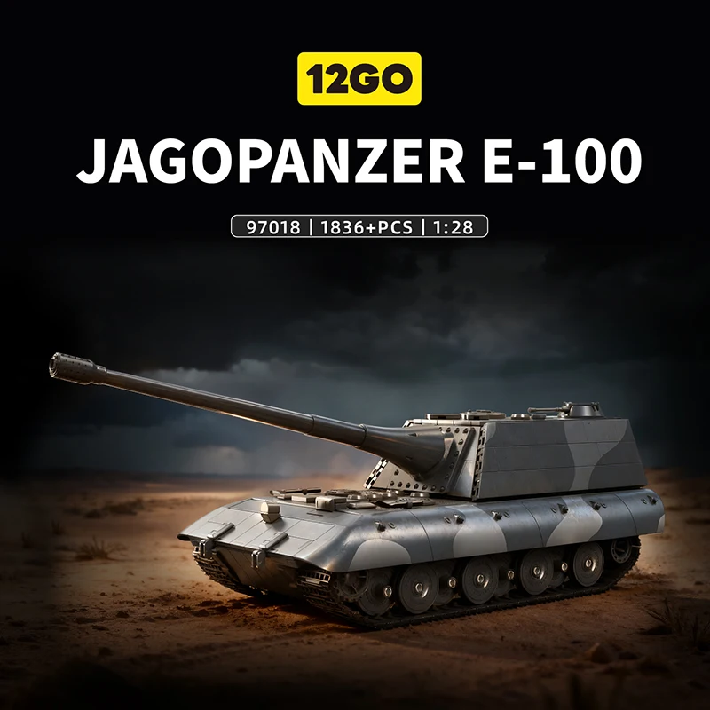 

1836PCS, MOC JAGOPANZER E100 Tank Destroyer, DIY 1:28 Scale Building Blocks, Gift for Military Collectors
