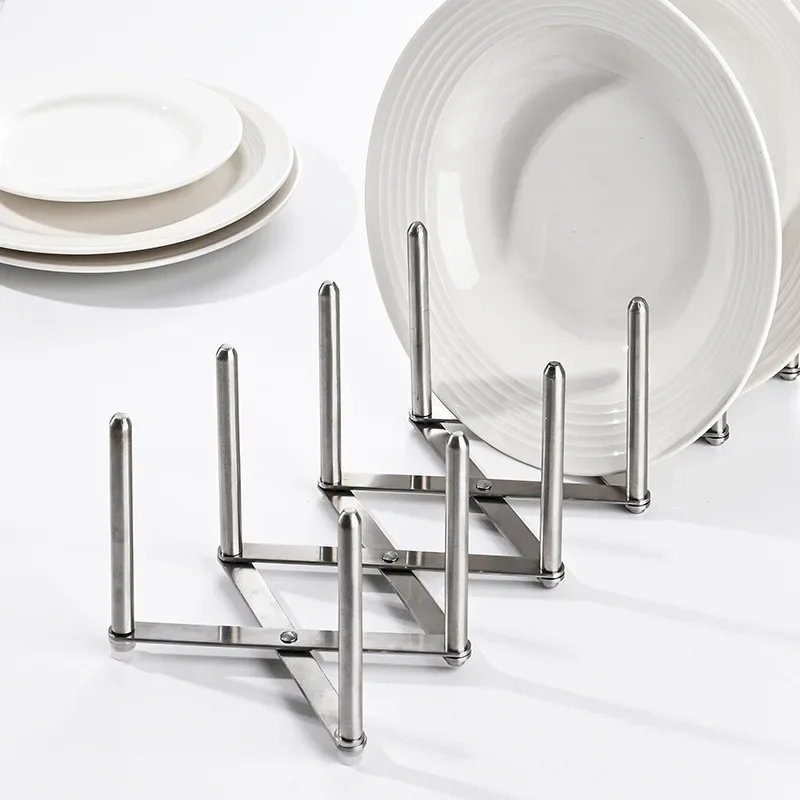 Detachable Stainless Steel Expandable Foldable Pot Lid Organizer Kitchen Cabinet Side Place Plate Food Container Storage Holder