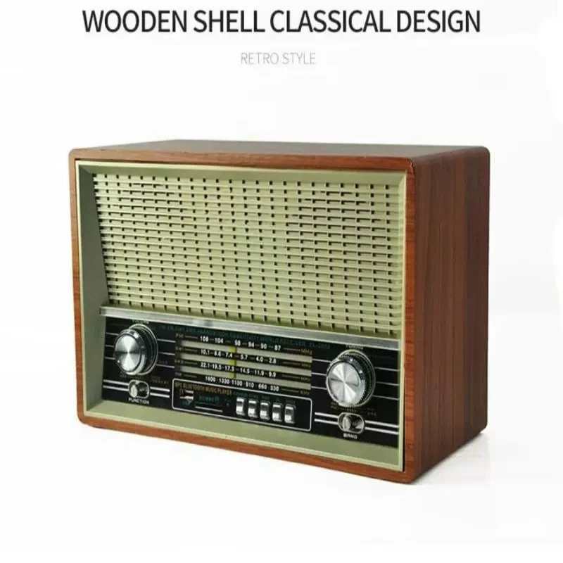 Retro Radio Desktop Old Man Vintage Card Bluetooth Speaker Remote Control FM Medium Wave Shortwave Broadcast
