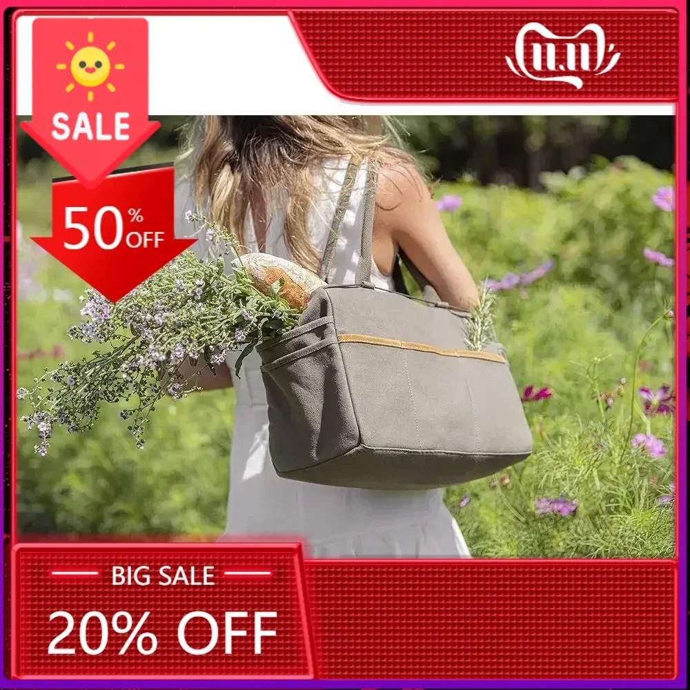 

Bestseller6-Piece Stainless Steel Garden Tool Set with Ash Wood Handles, Non-Slip Grip Pruner, Canvas and Leather Bag