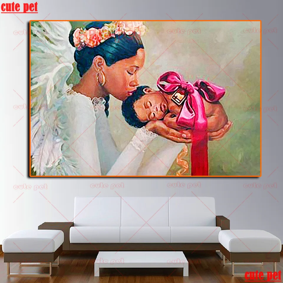 Full Square Drill Mom's kiss 5d Diy Diamond Painting Cross Stitch Daimond Mosaic Embroidery Paintings Mother kissing baby decor