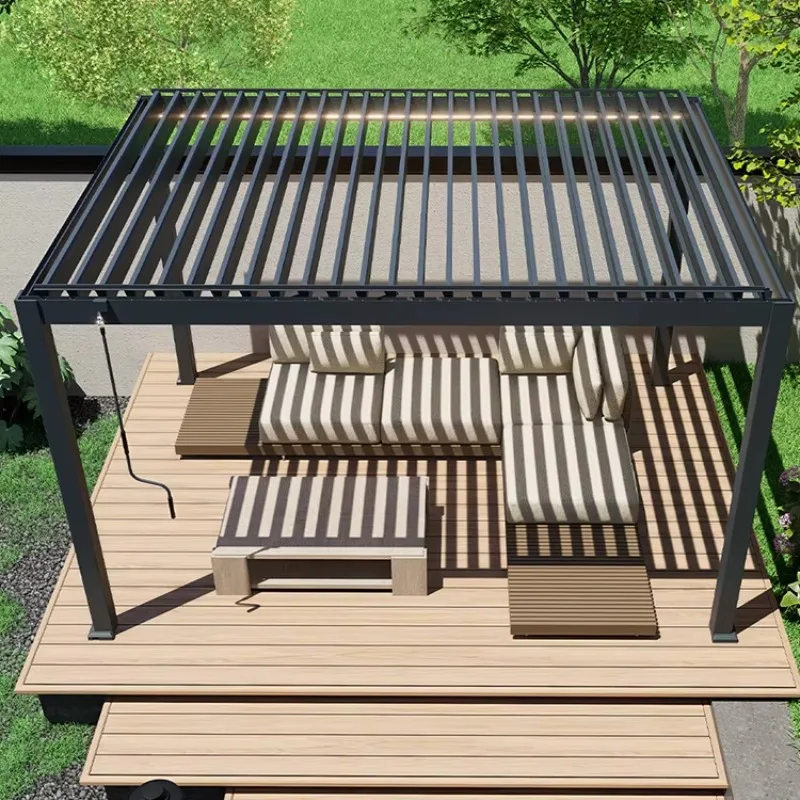 Custom Made Waterproof Aluminum Bioclimatic Pergola Motorized Automatic Adjustable Gazebo for Garden Yard High Quality