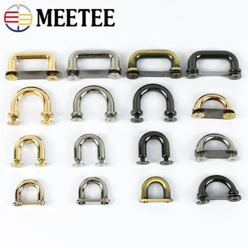 Meetee 10Pcs D Ring Metal Arch Bridge Buckle Bag Strap Hook O Rings Side Clip Clasp Belt Buckles Handbag Hardware Accessories