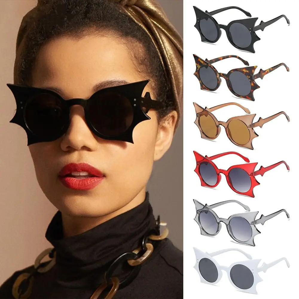 Halloween Cosplay Rimless Bat Shaped Sunglasses Novelty Protection Colorful Goth Sun Glasses Glasses for Women & Men Party