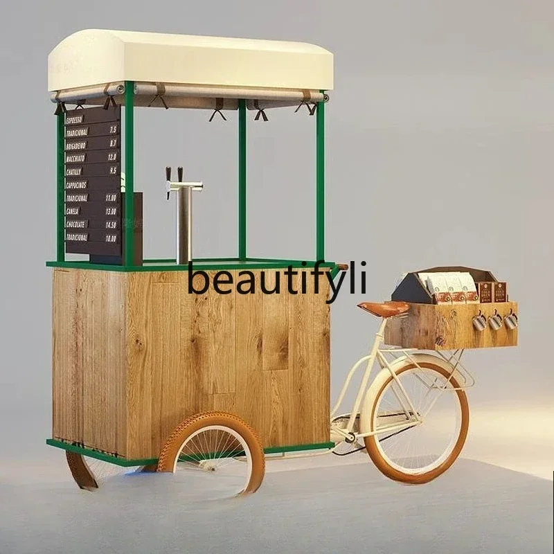 35Outdoor Promotion Rideable Mobile Coffee Food Cart Stall Mall Display Ice Cream Food Street Tricycle