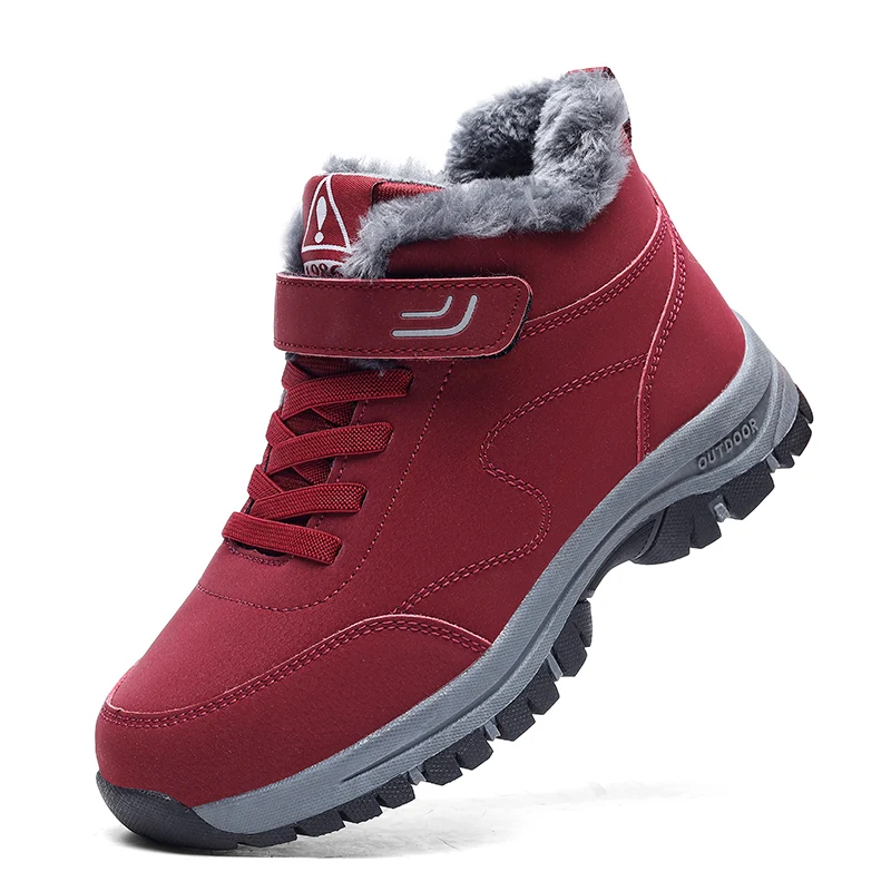Plush Winter Hiking Shoes Men Women Waterproof Ankle Boots Warm Non-slip Cotton Shoes Wear-resistant Outdoor Sneakers
