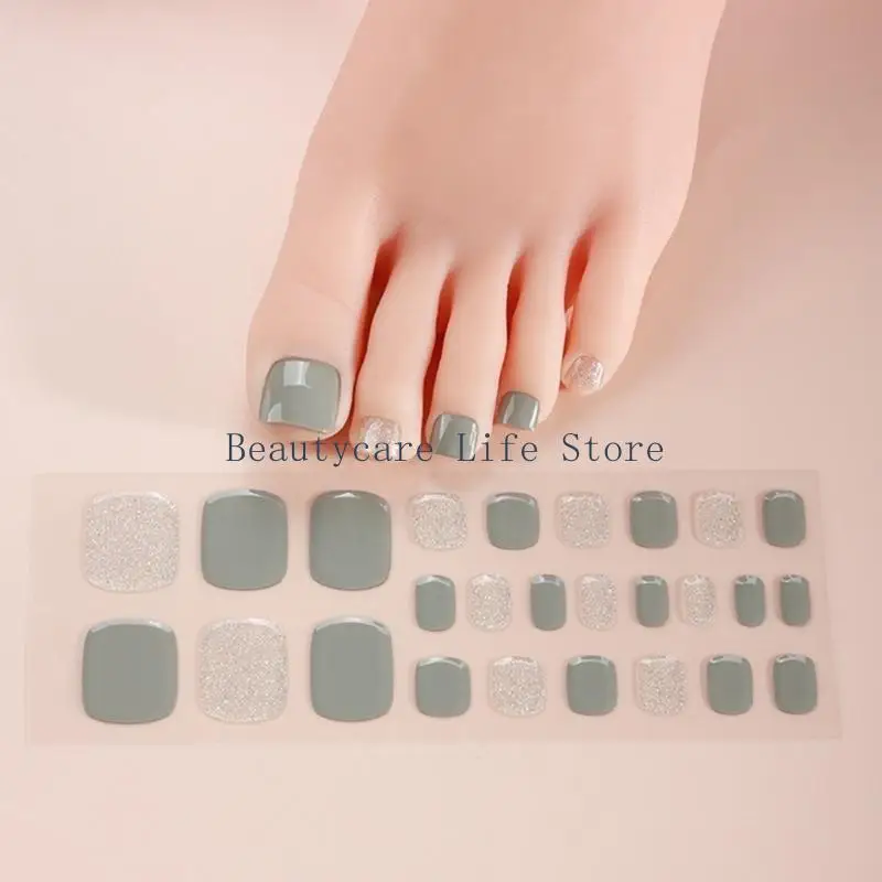 652C Salon Gel Toenail Strips Quick Dry Gel Wraps UV/LED Lamp Needed Fashionable Toenail Appeal for Women and Girls