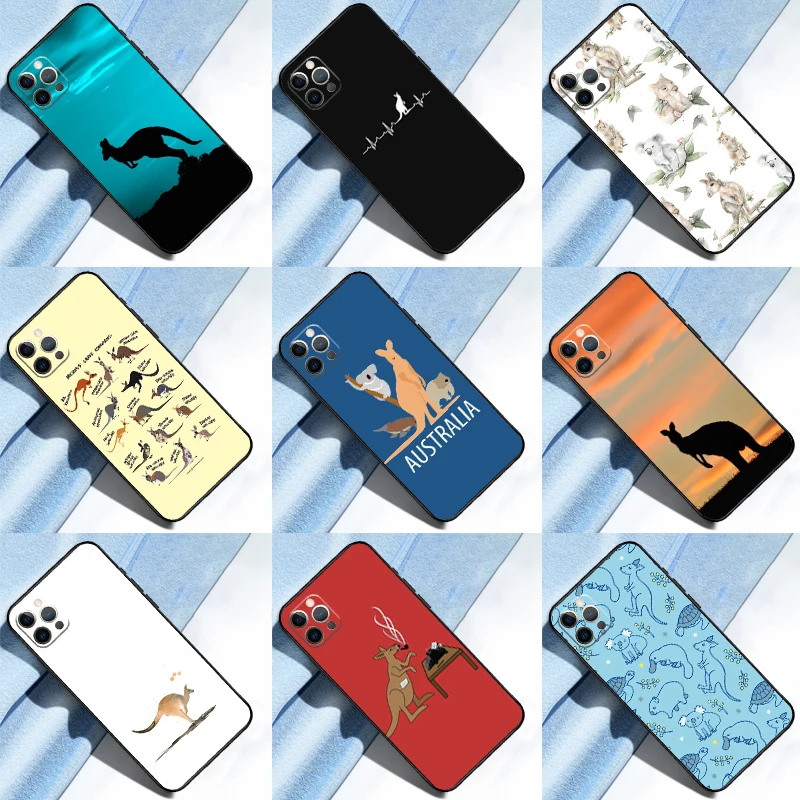 Cute Kangaroo Phone Case For iPhone 14 15 16 Pro Max XS X XR Cover For iPhone 13 12 Mini 11 Pro Max Plus