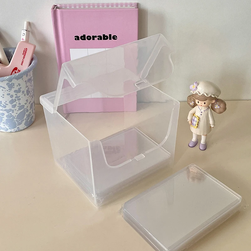 Photocards Storage Box Stickers Korea Idol Card Holder Desk Transparent Storage Organizer Classification Box Stationery