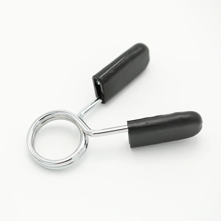 ที่จับมือแบบสปริงโลหะ แรงบีบสูง/ปลอกล็อคบาร์เบลพร้อมด้ามจับพลาสติกสำหรับแผ่นน้ำหนัก