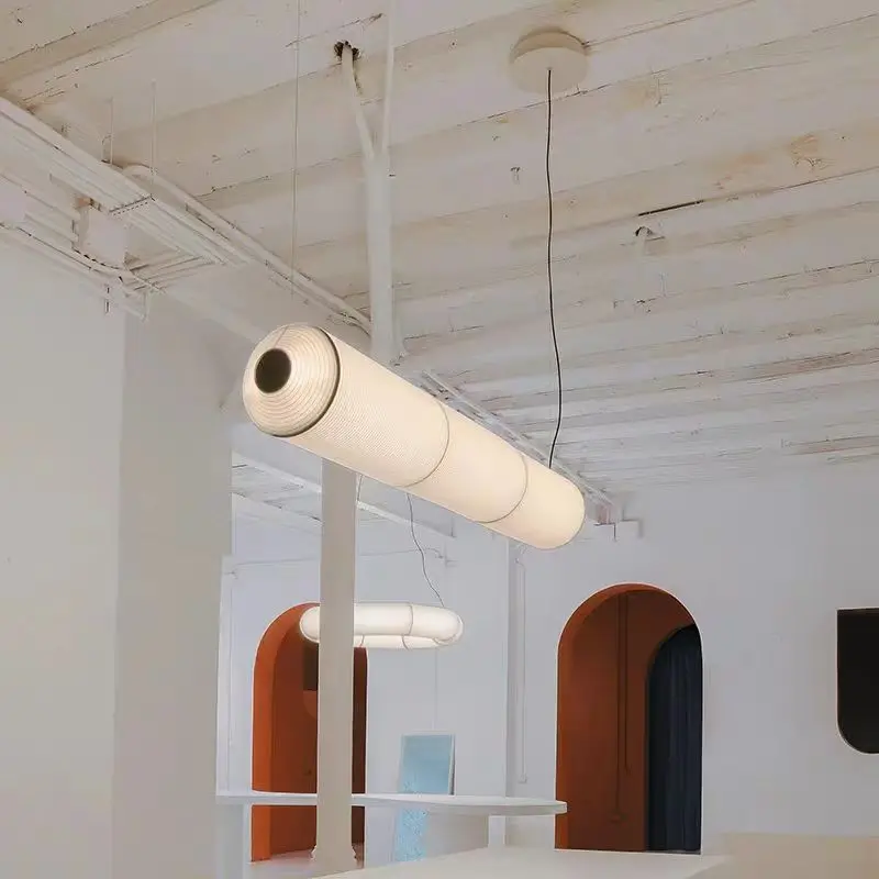 Tekio Horizontal Pendant Light Janpanese long white paper lamp restaurant wabi sabi lamp Living Room Bedroom akari Noguchi Light
