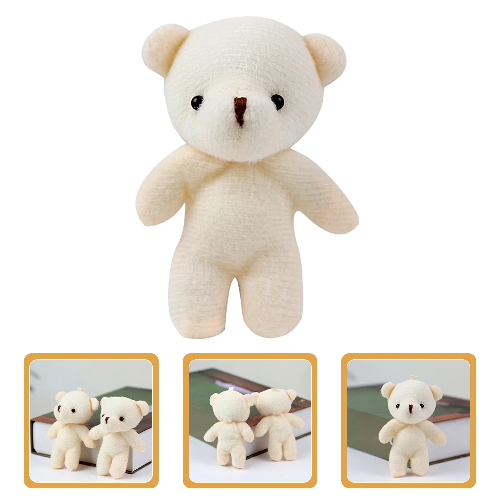 16 Pcs Mini Bear Keychain Cute Pendant Charm DIY Tiny Bears Ornament Pp Cotton Holder Toys