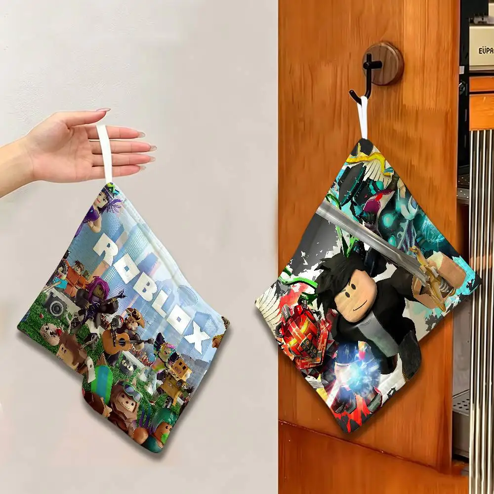 Hor Game R-RobloxS Cool Polyester Cotton Hanging Hand Towel, Super Absorbent Hand Wiping Towel for Daily Household Use