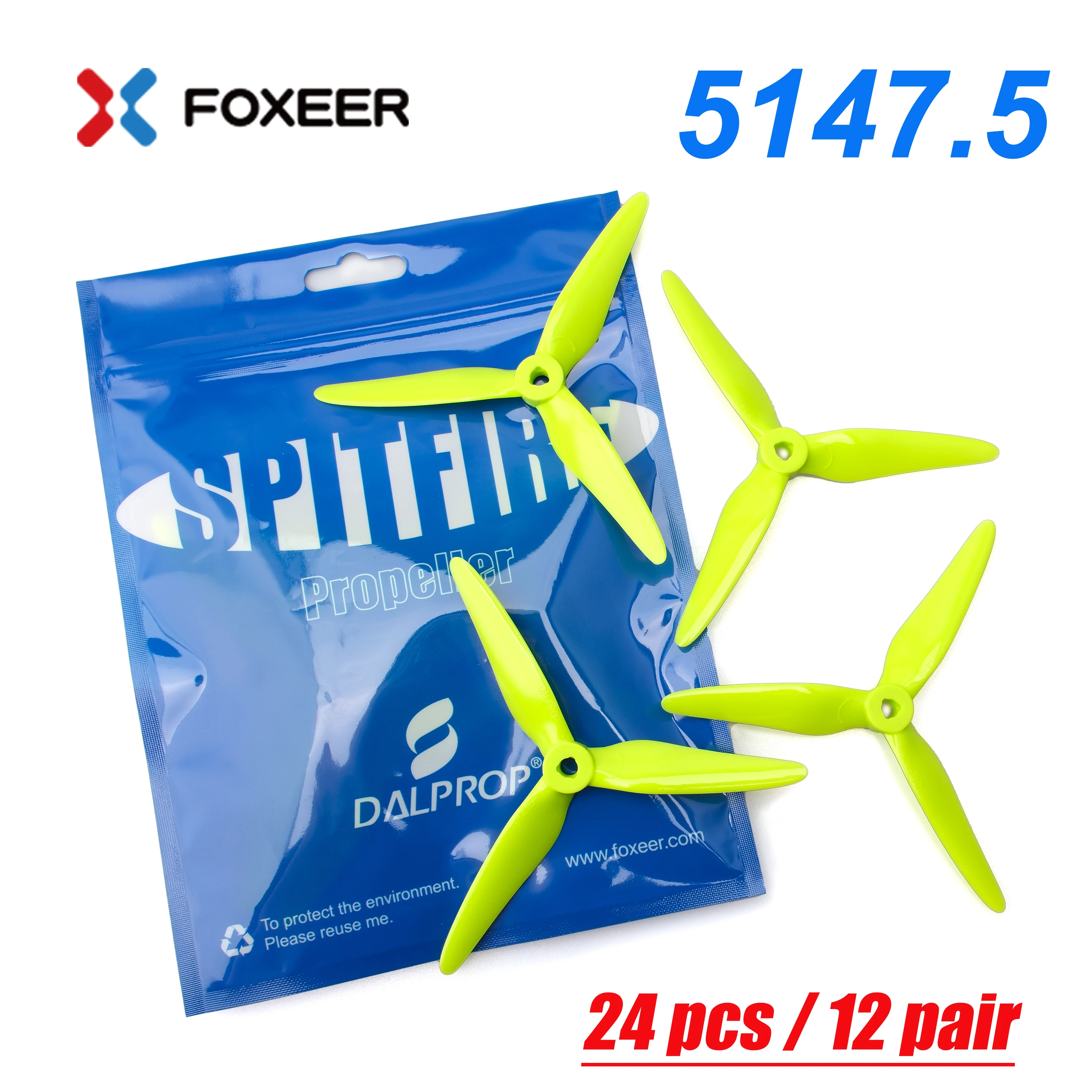 DALPROP 12Pairs / DALPROP SpitFire T5147.5 5147 No Pop Wash POPO FPV Propeller CW CCW
