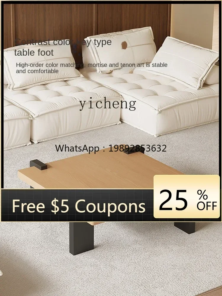 

Antique Solid Wood Square Coffee Table Living Room Home Retro Designer Log Style B & B Tea Table