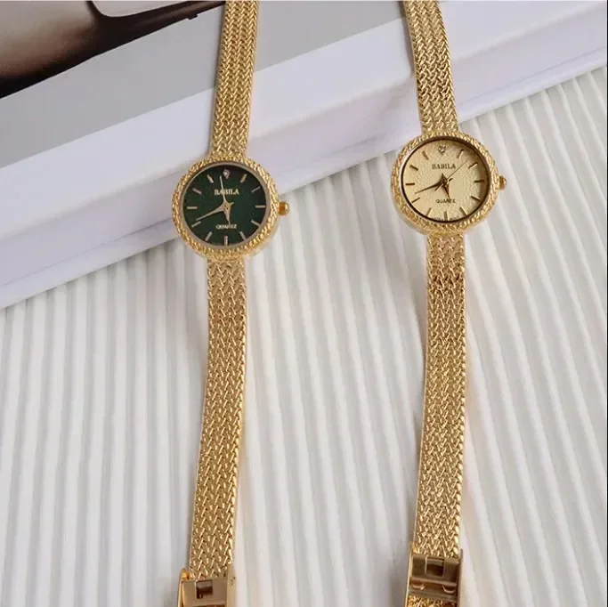 

2024 new women's wristwatch Vintage Gold Bracelet Watch woven strap round dial temperament noble send lover send wife