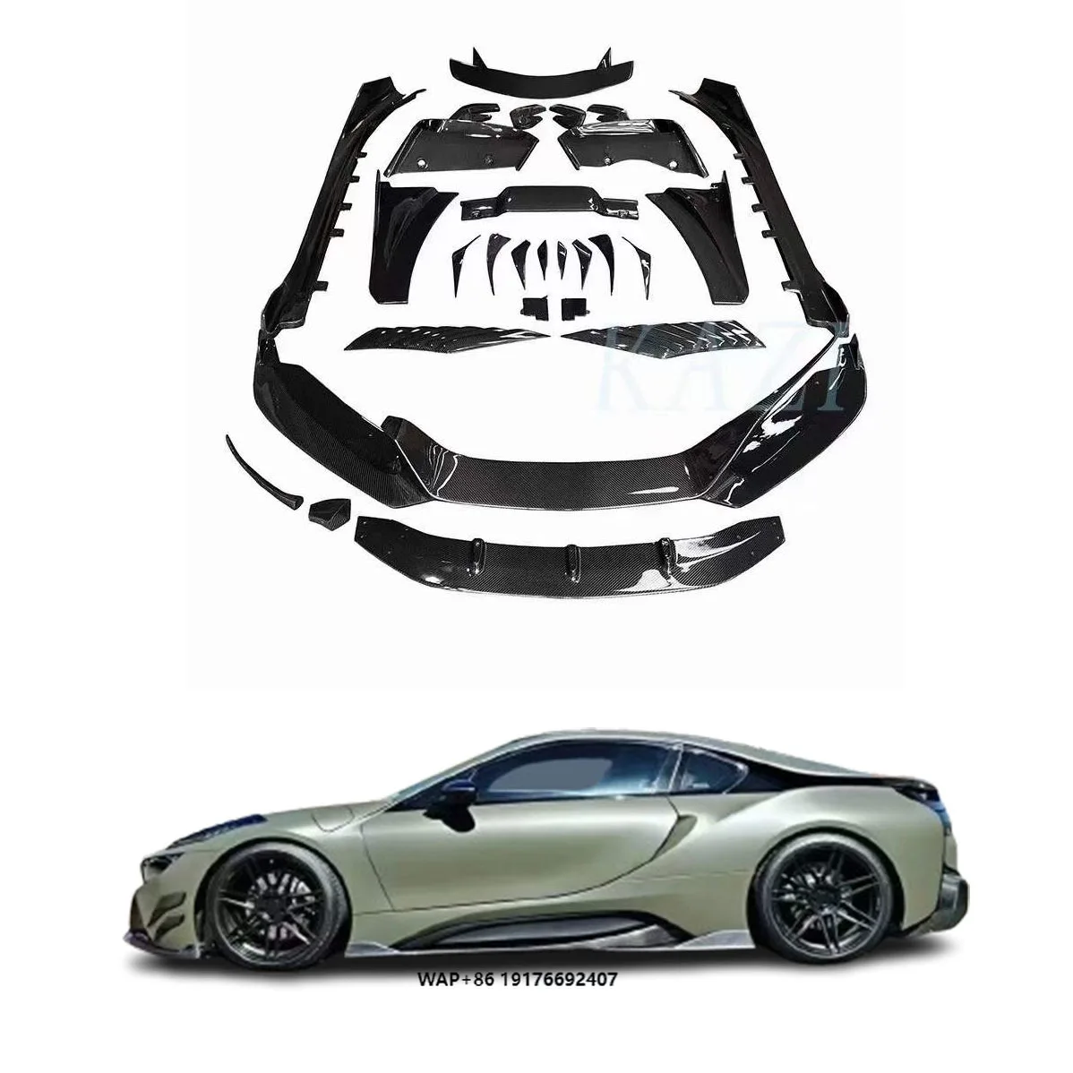 High Quality forBMW I8 Carbon Fiber Body Kit Electric Style Side Skirts Front Lip Rear Diffuser Spoiler Perfect Bumper Fit