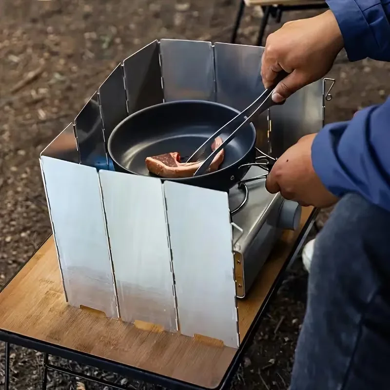 Ultraleichte Windschutzschilde aus Aluminiumlegierung für Campingkocher, faltbar mit Einsätzen, ideal für Outdoor-Kochen und Picknicks – Detail 6