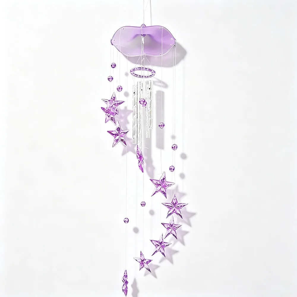 Metal Tubes Wind Chimes Bells Creative Design Bauhinia Shape Metal Tube Wind Chimes Acrylic Tubes 45cm Long Acrylic Wind Chimes