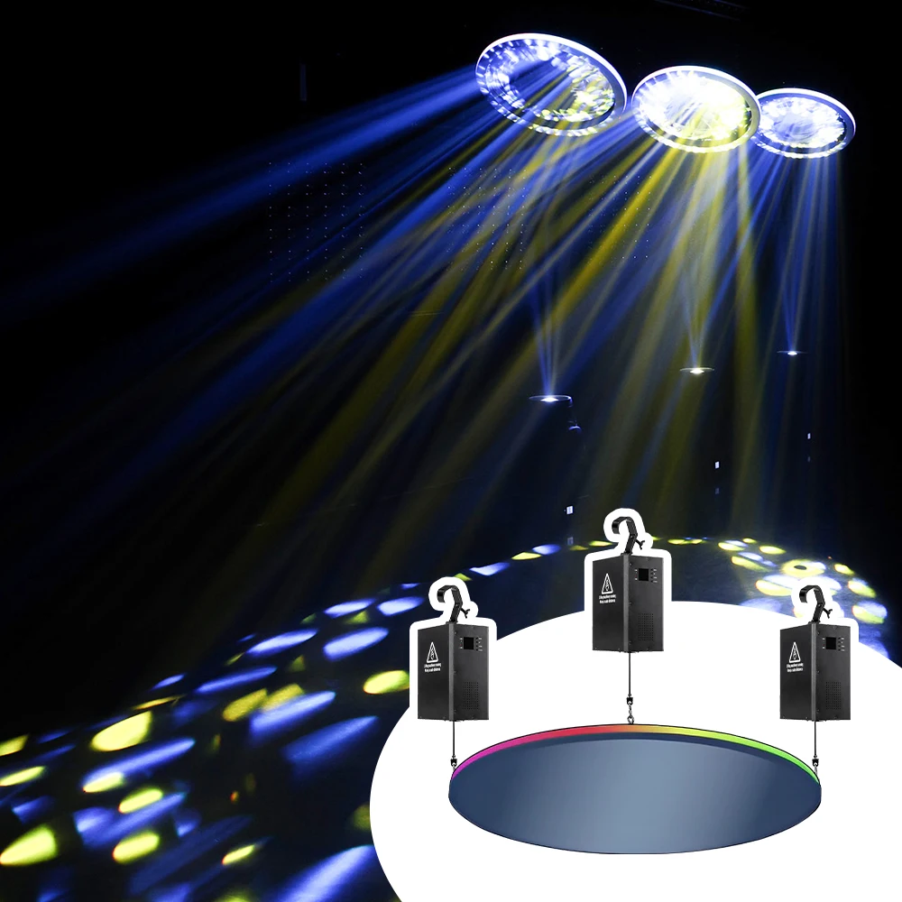 Mirror Disc Dmx Kinetic Led Lights Heavy Weight Dmx Winch Kinetic System Disco Dj Party Light for Night Club Led Rgb Lamps
