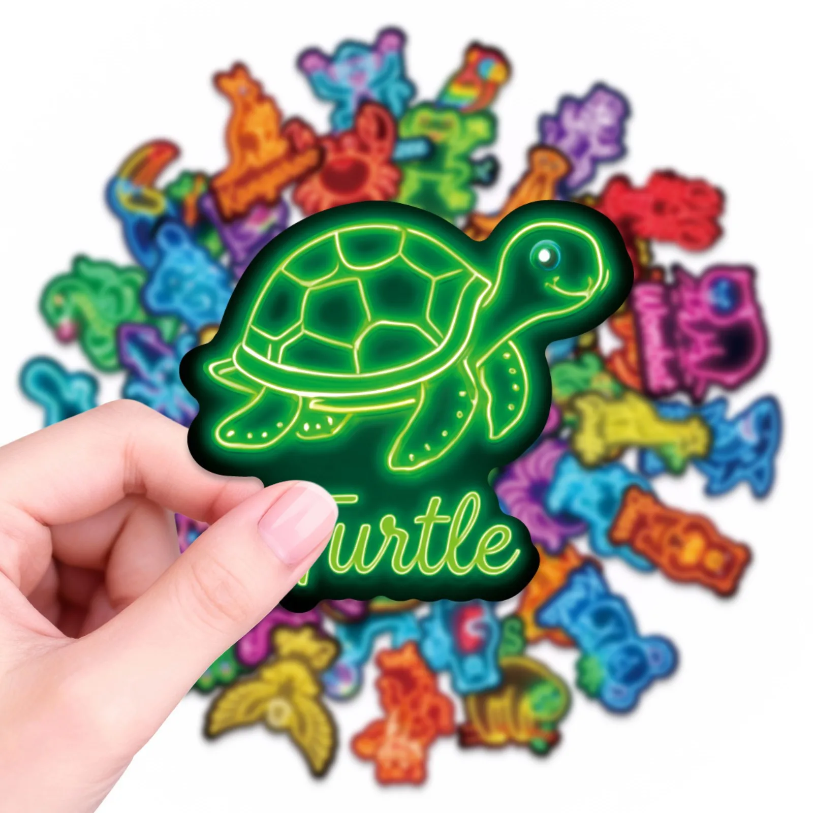 10/30/50PCS Mixed Cartoon Neon Animals Stickers Aesthetic DIY Toys Stationery Guitar Luggage Suitcase Decals Graffiti Sticker