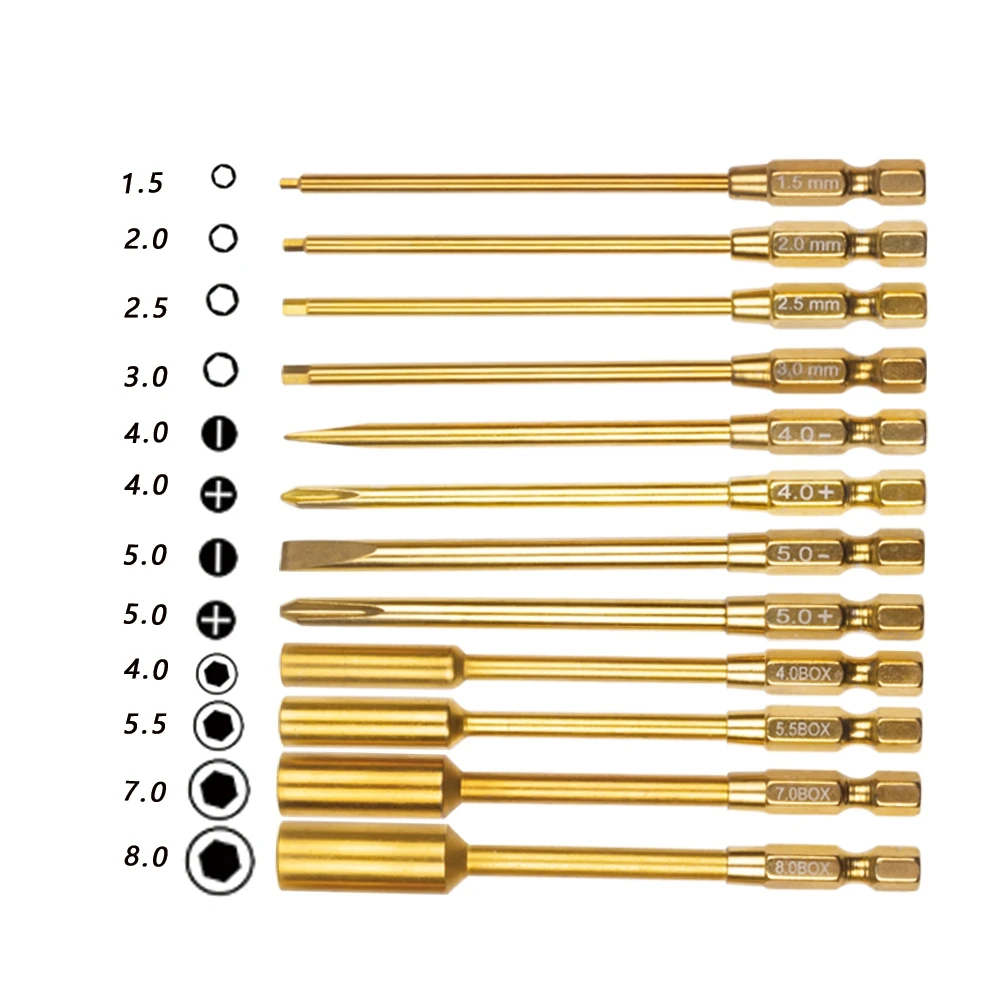 4 in 1 Hexagon Screwdriver 1.5 2.0 2.5 3.0mm 6.35mm Quick Change Allen Key Hex Screws Wrench Tool for 1/8 1/10 RC Car SCX10 TRX4