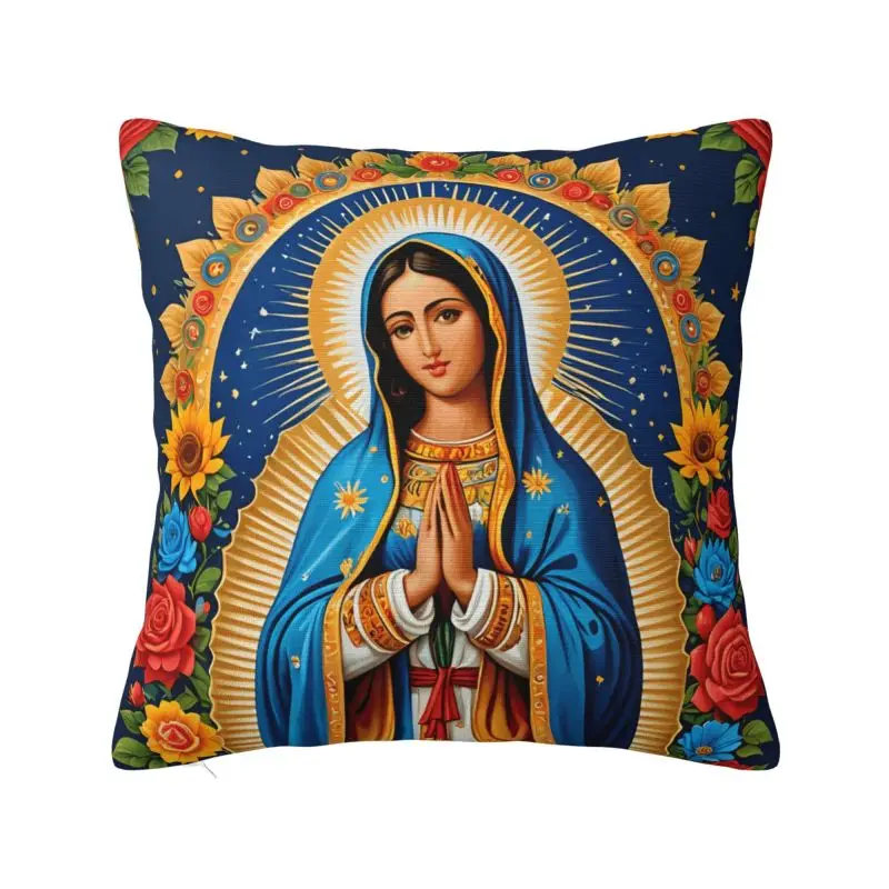 Virgin Mary Of Guadalupe Cushion Cover 50*50 cm Soft Religious Art Throw Pillow Case Bedroom Decoration Bedding Sofa Pillowcase