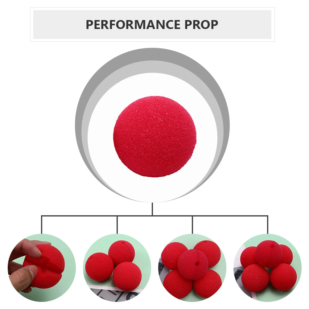 

40pcs Red Sponge Clown Nose Ball Lightweight Comfort Halloween Cosplay Party Carnival Masquerade Props Decor Durable Safe