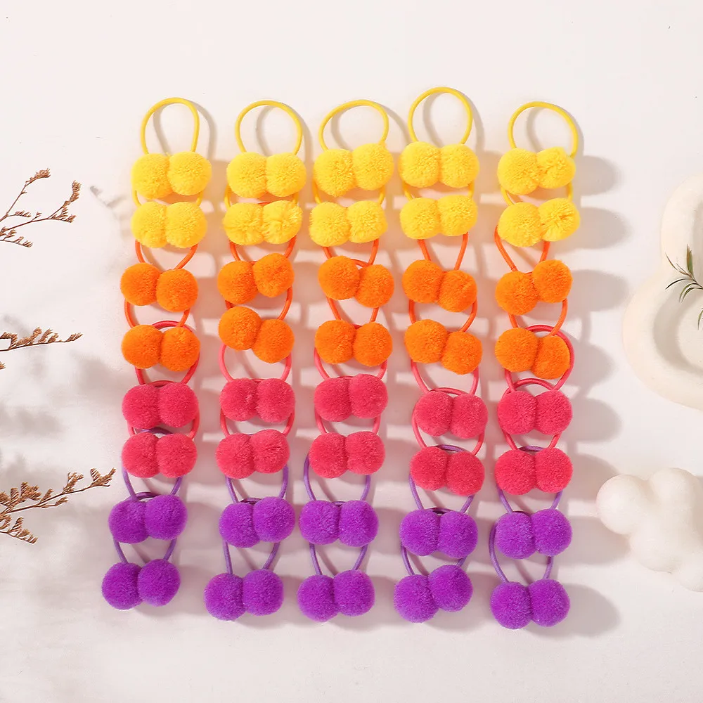 Zufällige Farbe zum Senden von 40 Stück festem Plüschball, elastische Haarbänder für Kinder, Haarseile, Krawatten, Pferdeschwanz, Kopfbedeckung, Haarschmuck, Geschenk