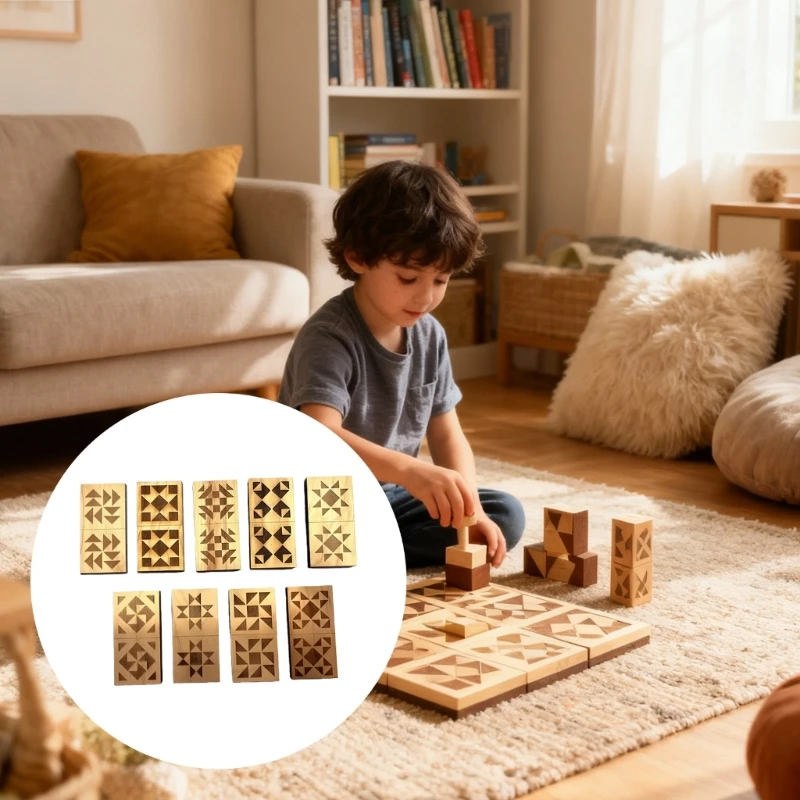 가족의 즐거움과 학습을 위한 교육용 나무 도미노 퍼즐 블록 세트 창의적 학습 도구 15UB