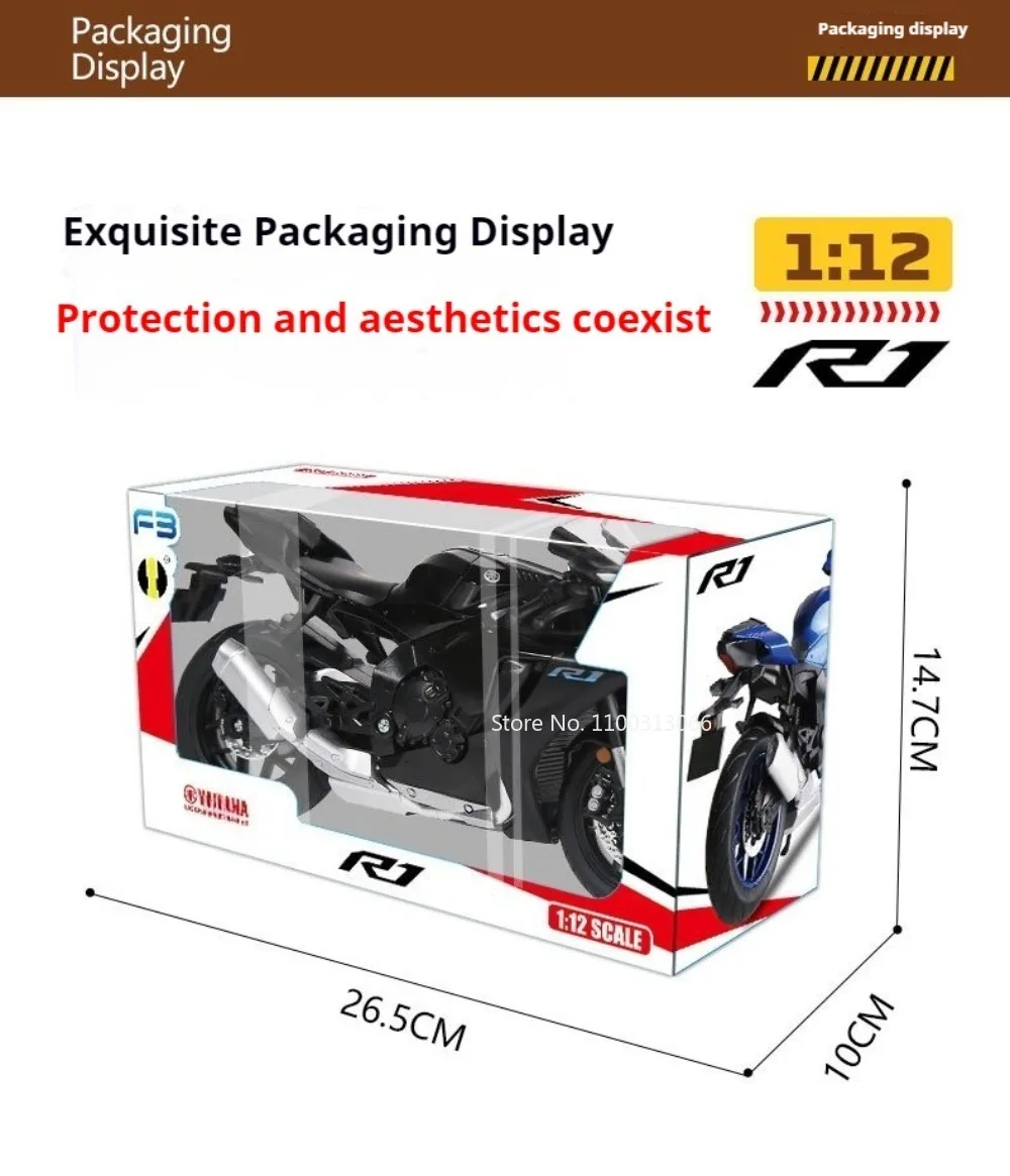 1:12 Legierung R1 R3 Motorradmodelle Spielzeug Legierungsautos Lenkbare Räder Miniatur-Motorrad mit Licht und Sound Fahrzeuge Tischdekoration – Detail 8