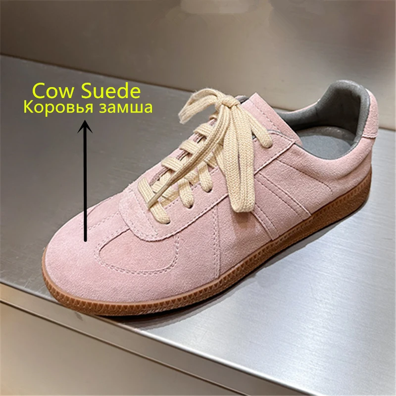 MORAZORA INS Fashion Cow Suede Leather Women Sneakers Yellow Pink Purple Lace Up Flat Sneakers Spring Summer Casual Shoes