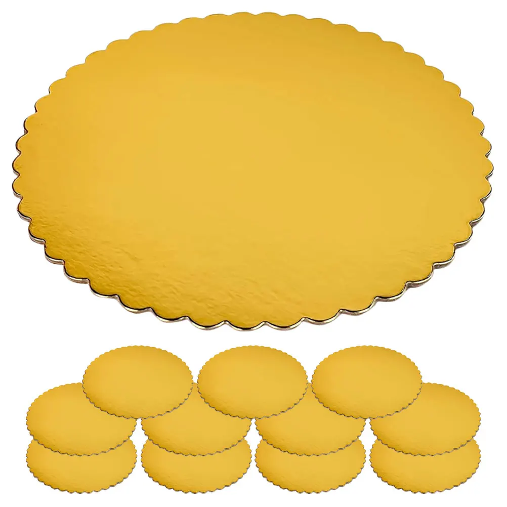 

12 Pcs Inch Chic Cake Display Bases Golden Cake Board Round Paper Circle Base Trays Disposable Baking Supplies Display