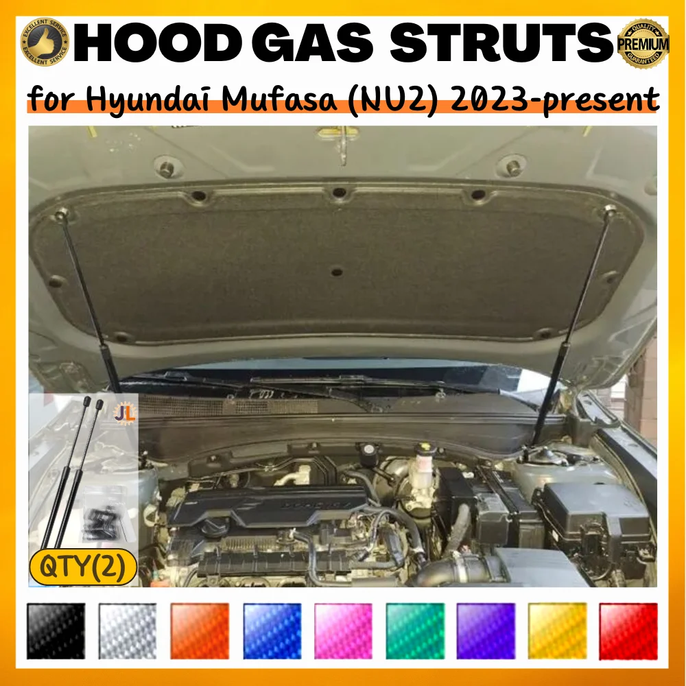 

Qty(2) Hood Struts for Hyundai Mufasa (NU2) 2023-present Front Bonnet Modify Lift Supports Dampers Gas Springs Shock Absorbers