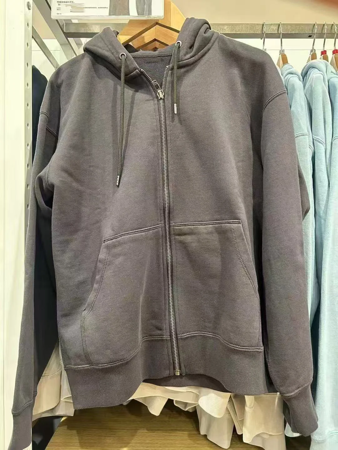 Sumu Autumnal ex Hooded Zipper Sports Open Cardigan Long Sve Sweatirt Comfortable Loose Fit Cotton  Color