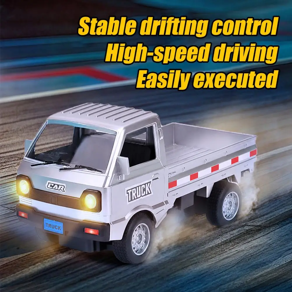 27MHz RC Cargo Truck Toy With Exhaust Water Spray Mini Cardboard Goods Remote Control Pickup Flatbed Car For Boys