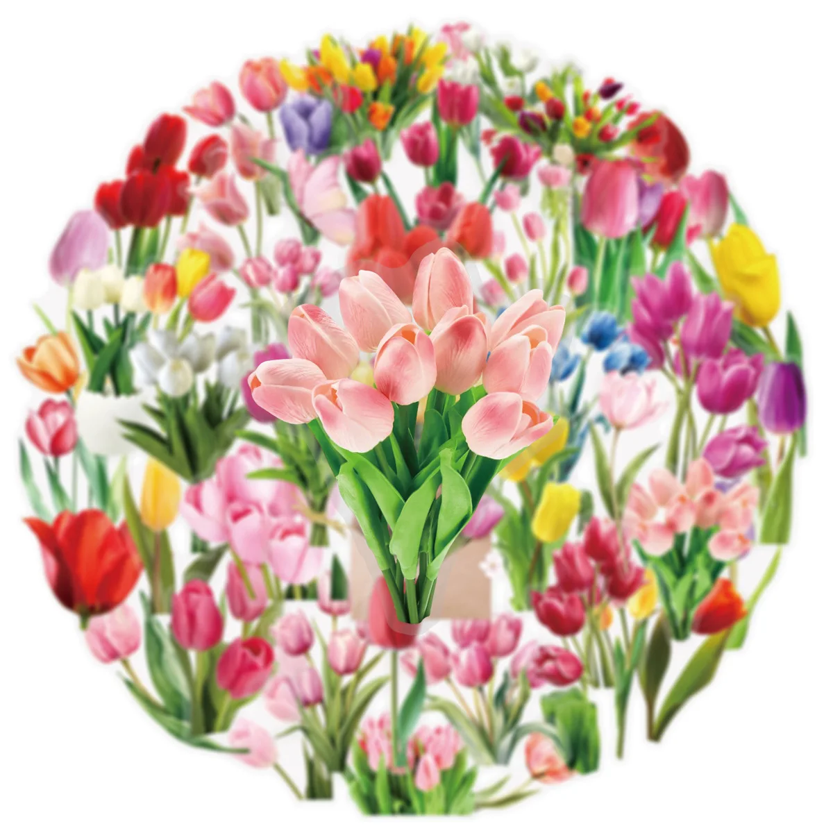 

50PCS Cartoon Plant Flower Garden Tulip Sticker Transparent Graffiti Decal Kids Toy Personal Decorative Mobile Case Tablet