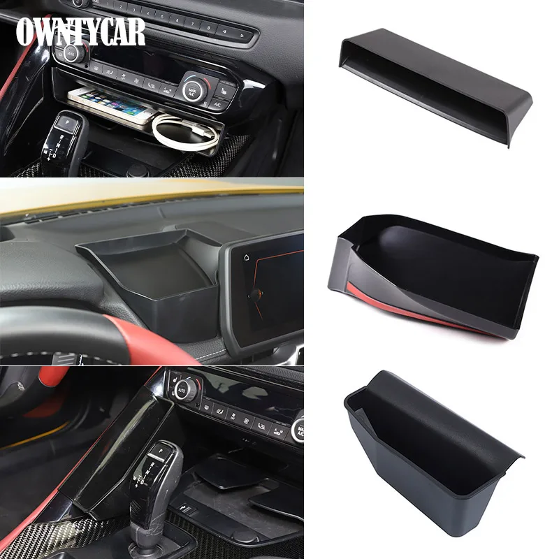 Para Toyota GR Supra MK5 A90 2019-2025 ABS negro caja de almacenamiento de Control Central de coche bandeja de teléfono multifuncional accesorios de coche
