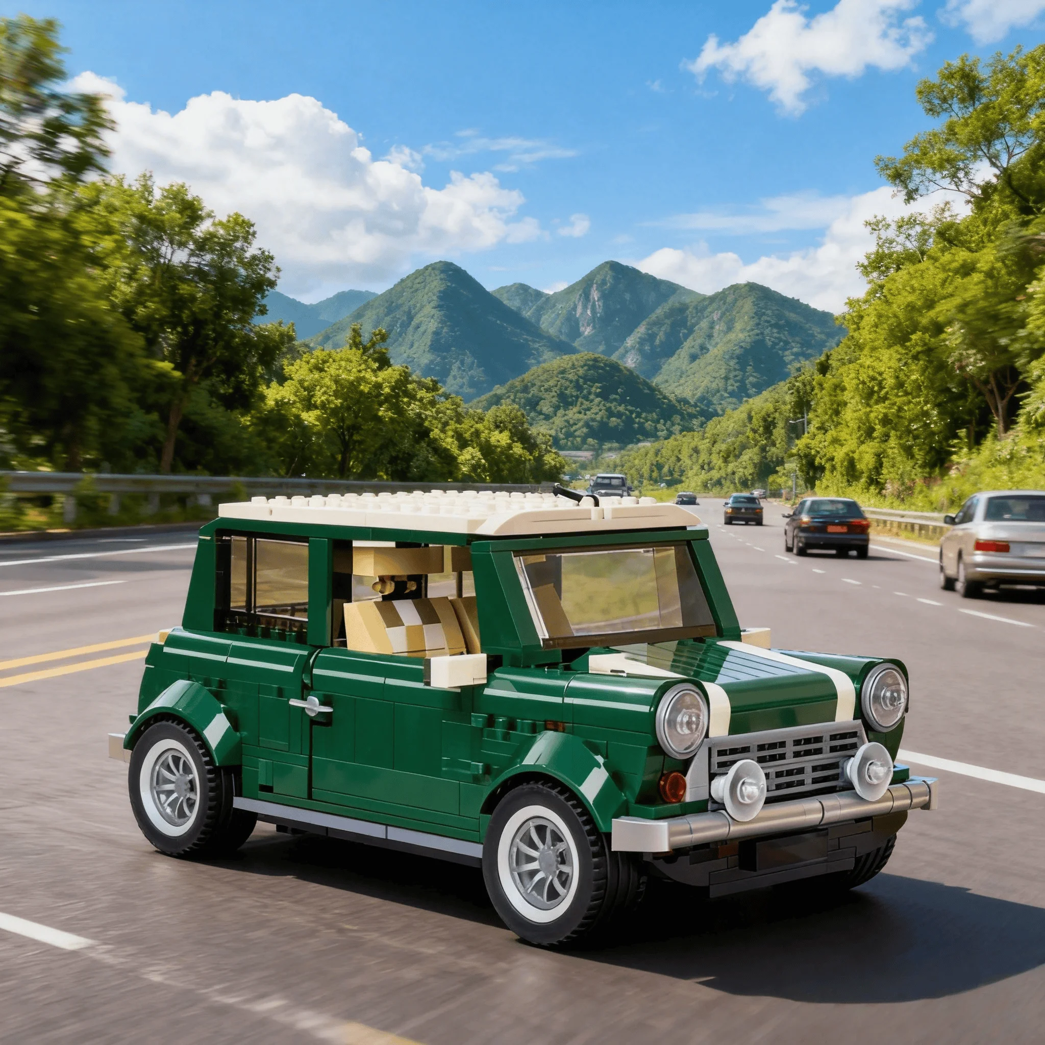 

2026 new home decoration car, green car, retro shape, modular assembly, interesting desktop decorations, adult holiday gifts, gi