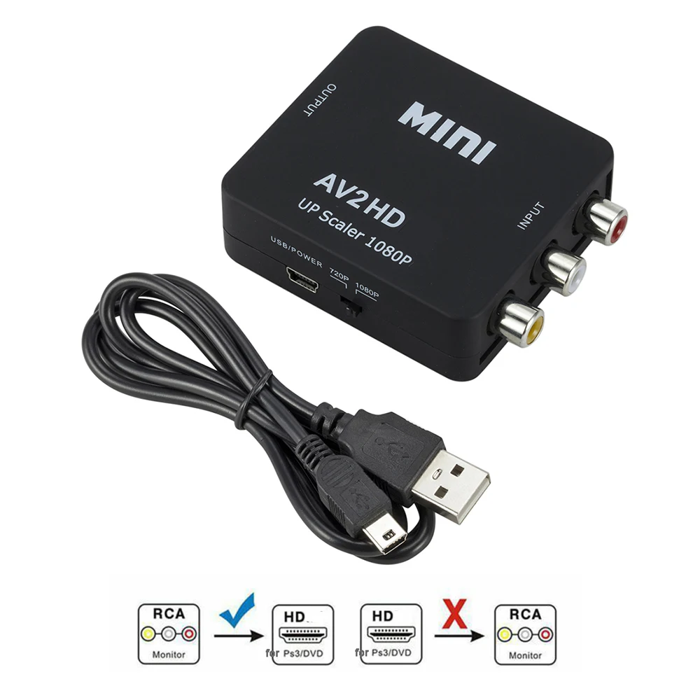 AV to HDMI-compatible HD 1080P Switch RCA AV to HDMI-compatible Audio Video Cable Converter Support P Connector