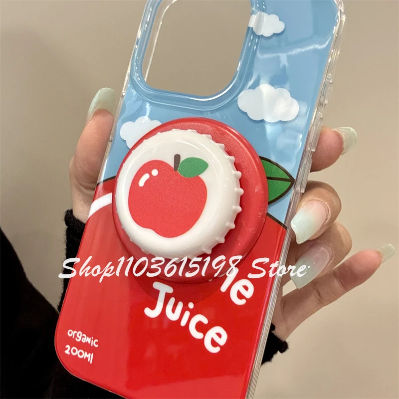 Cute Beer Bottle Cap Cartoon Apple Magnetic Holder Phone Grip Tok GripTok Stand Support For iPhone17 16 For Magsafe Accessorie