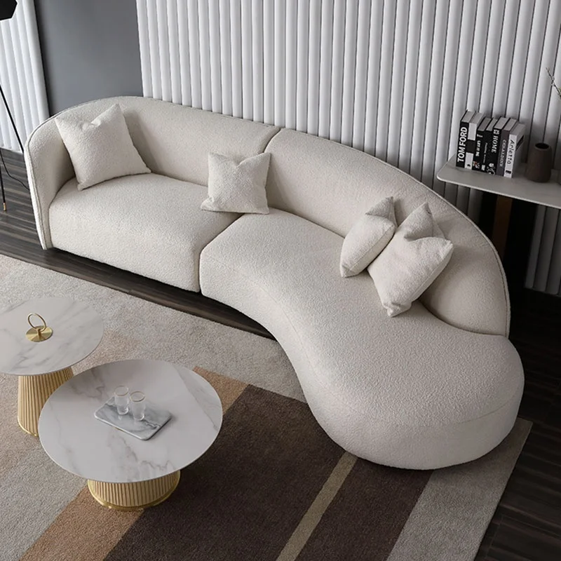 

Modern European-Style Fabric Sofa Set Arc Couch for Living Room Office Solid Wood Frame for Spring Season Home Furniture