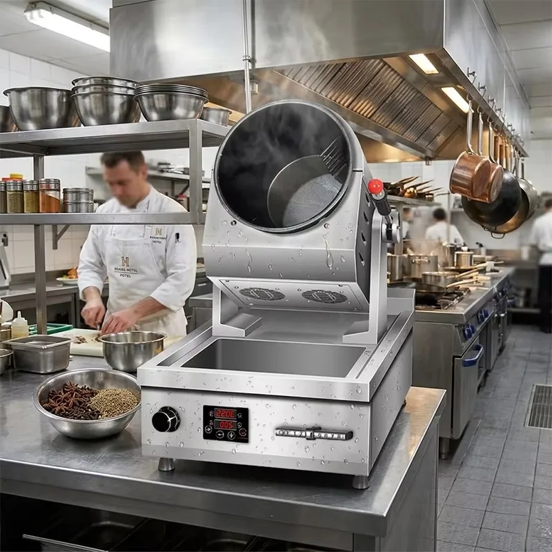 Commercial Kitchen Electric Equipment Automatic Intelligent Stainless Steel 5000W Plug-And-Play Fried Rice Wok Stir Fryer